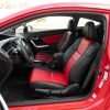 Honda Civic installed leather kit - Black & Bright Red - Drivers side wide angle view