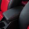 Honda Civic installed leather kit - Black & Bright Red - Console lid cover close-up