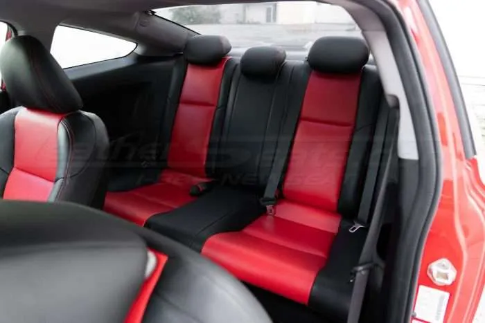 Honda Civic installed leather kit - Black & Bright Red - Rear seats