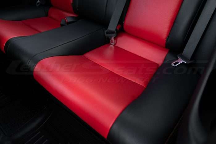 Honda Civic installed leather kit - Black & Bright Red - Rear seat cushion