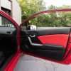 Honda Civic installed leather kit - Black & Bright Red - Door panel insert