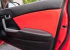 Honda Civic installed leather kit - Black & Bright Red - Door panel insert close-up