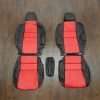 Honda Civic Leather Kit - Black & Bright Red - Front seats with console lid cover