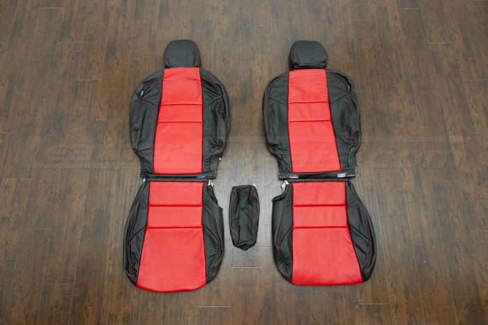 Honda Civic Leather Kit - Black & Bright Red - Front seats with console lid cover