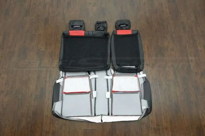 Honda Civic Leather Kit - Black & Bright Red - Back view of rear seats