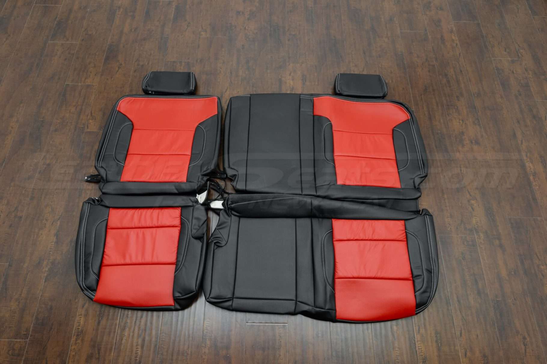2014-2018 Chevrolet Silverado Leather Kit - Black & Bright Red - Rear seats