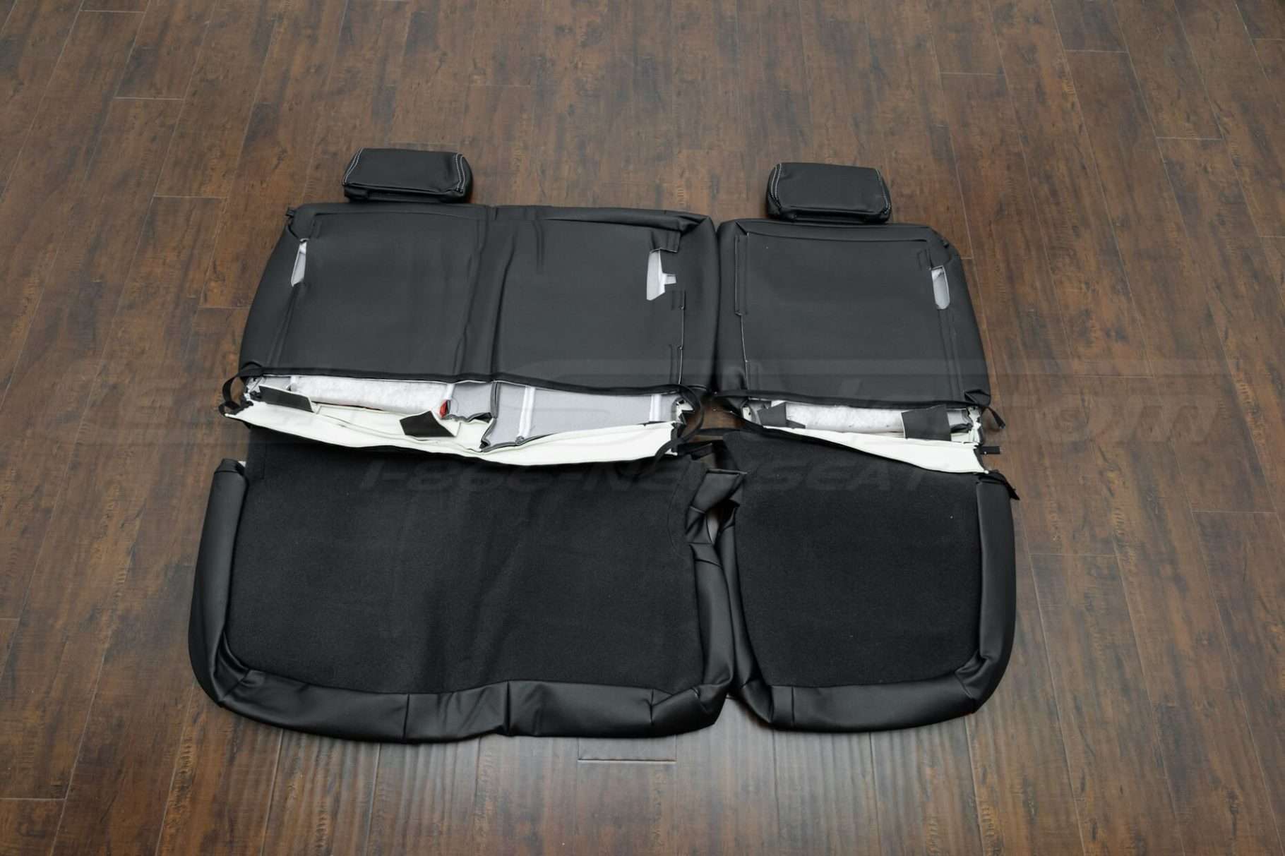 2014-2018 Chevrolet Silverado Leather Kit - Black & Bright Red - Back view of rear seats