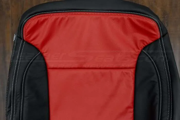 2014-2018 Chevrolet Silverado Leather Kit - Black & Bright Red - Backrest insert close-up