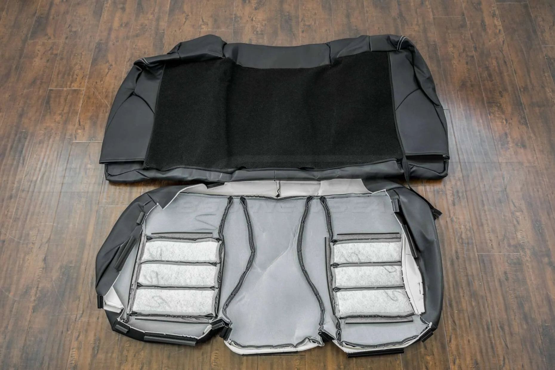2006-2010 Dodge Charger Leather Kit - Black - Installed - Back view of rear seats
