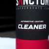 16oz bottle of Sanctum automotive leather cleaner with microfiber towel - close view of product name