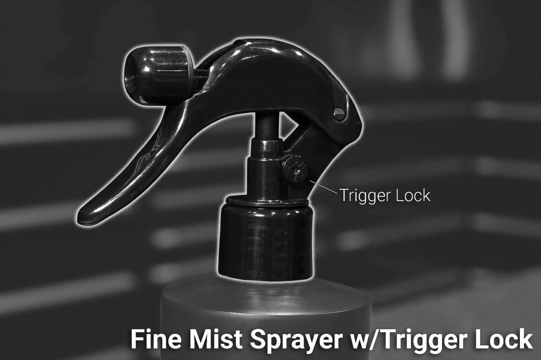 Sanctum automotive leather cleaner sprayer top with trigger lock.