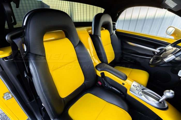 2003-2006 Chevrolet SSR Leather Kit - Black & Velocity Yellow - Installed - Front seats passenger side