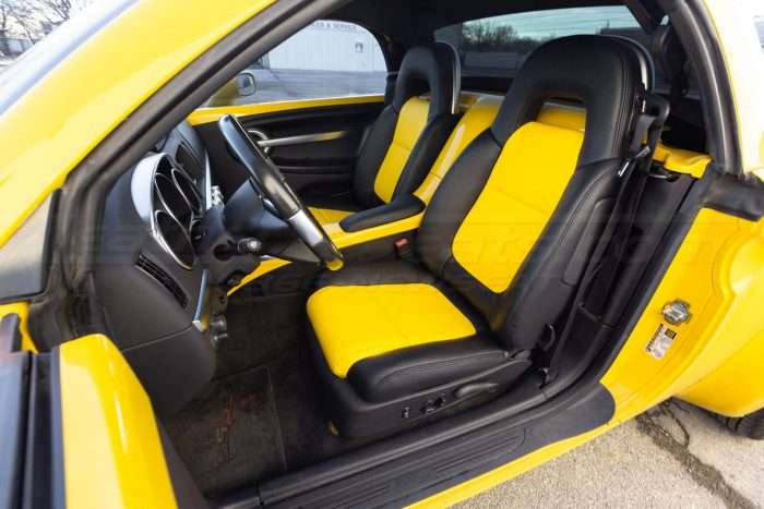 2003-2006 Chevrolet SSR Leather Kit - Black & Velocity Yellow - Installed - Drivers side