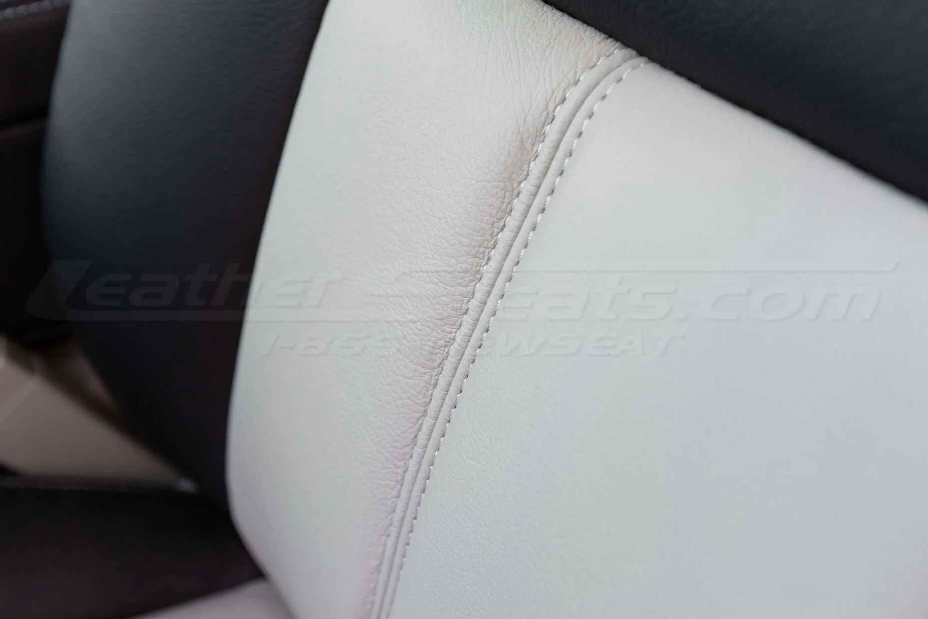 2003-2007 Chevrolet Silverado Upholstery Kit - Black & Dove Grey - Installed - Insert double-stitching close-up