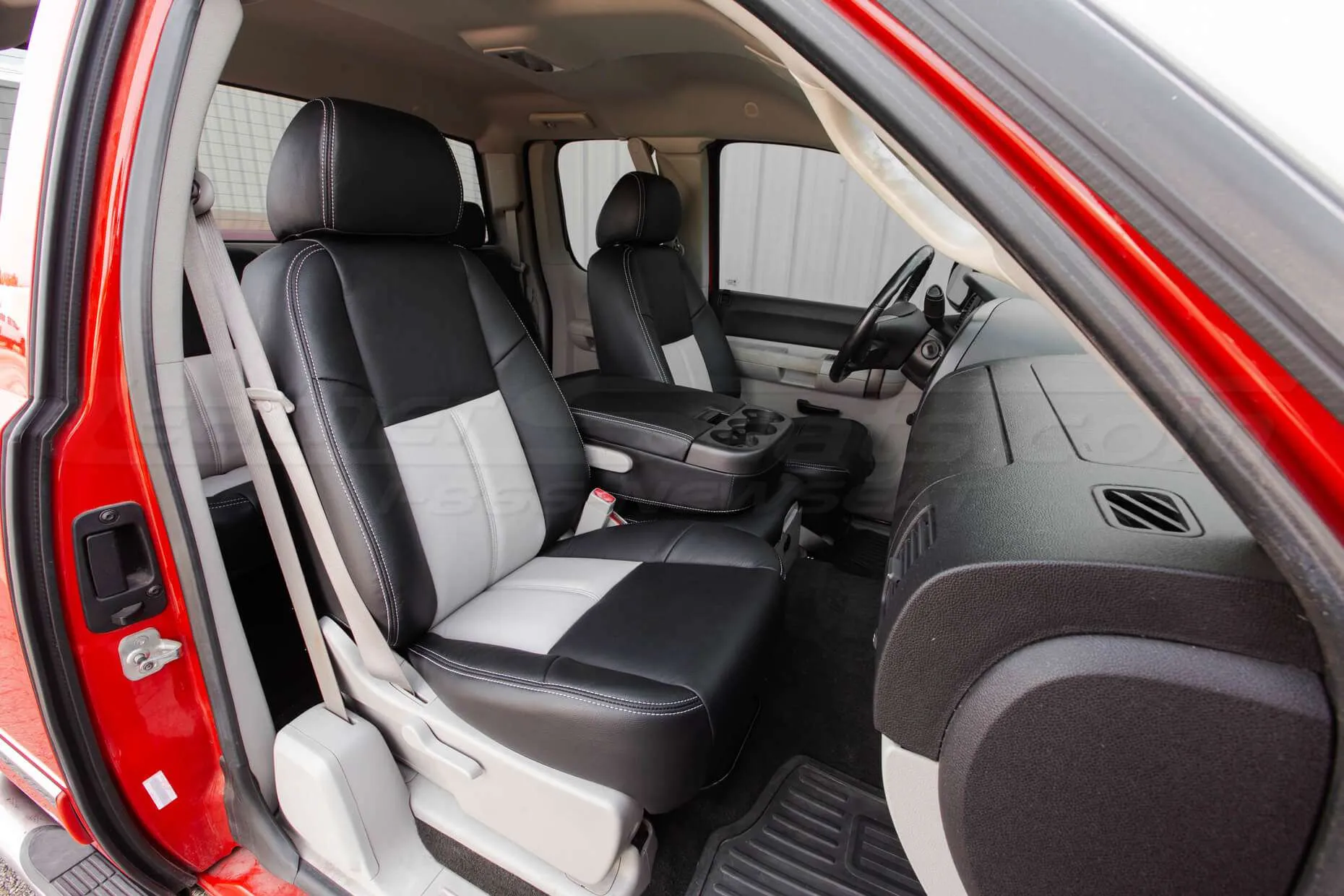 2003-2007 Chevrolet Silverado Upholstery Kit - Black & Dove Grey - Installed - Front passenger seat
