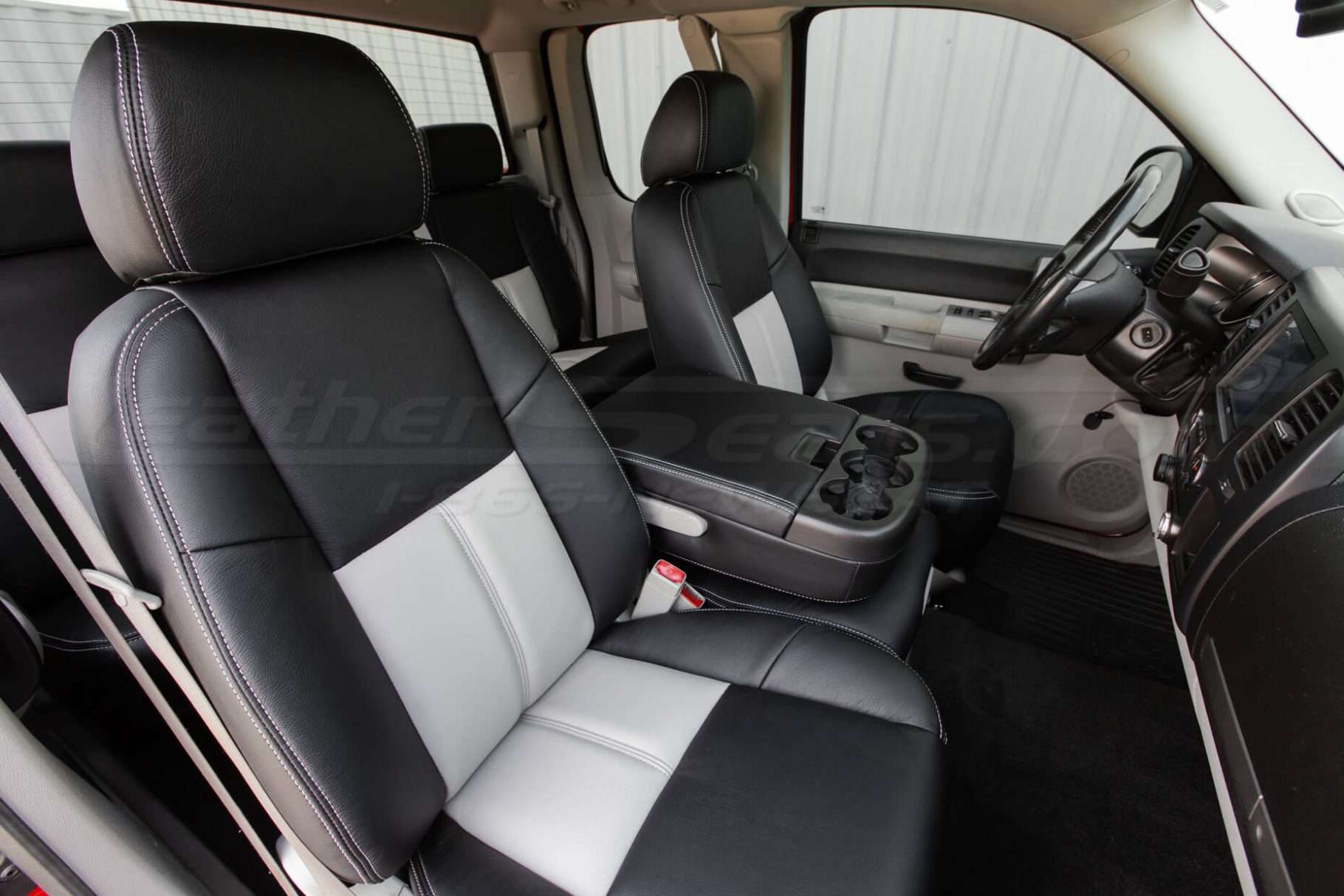 2003-2007 Chevrolet Silverado Upholstery Kit - Black & Dove Grey - Installed - Front passenger seat
