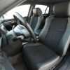 Drivers side installed upholstery - close up - 04- 08 Acura TL Black, Black Suede & Light Grey Kit