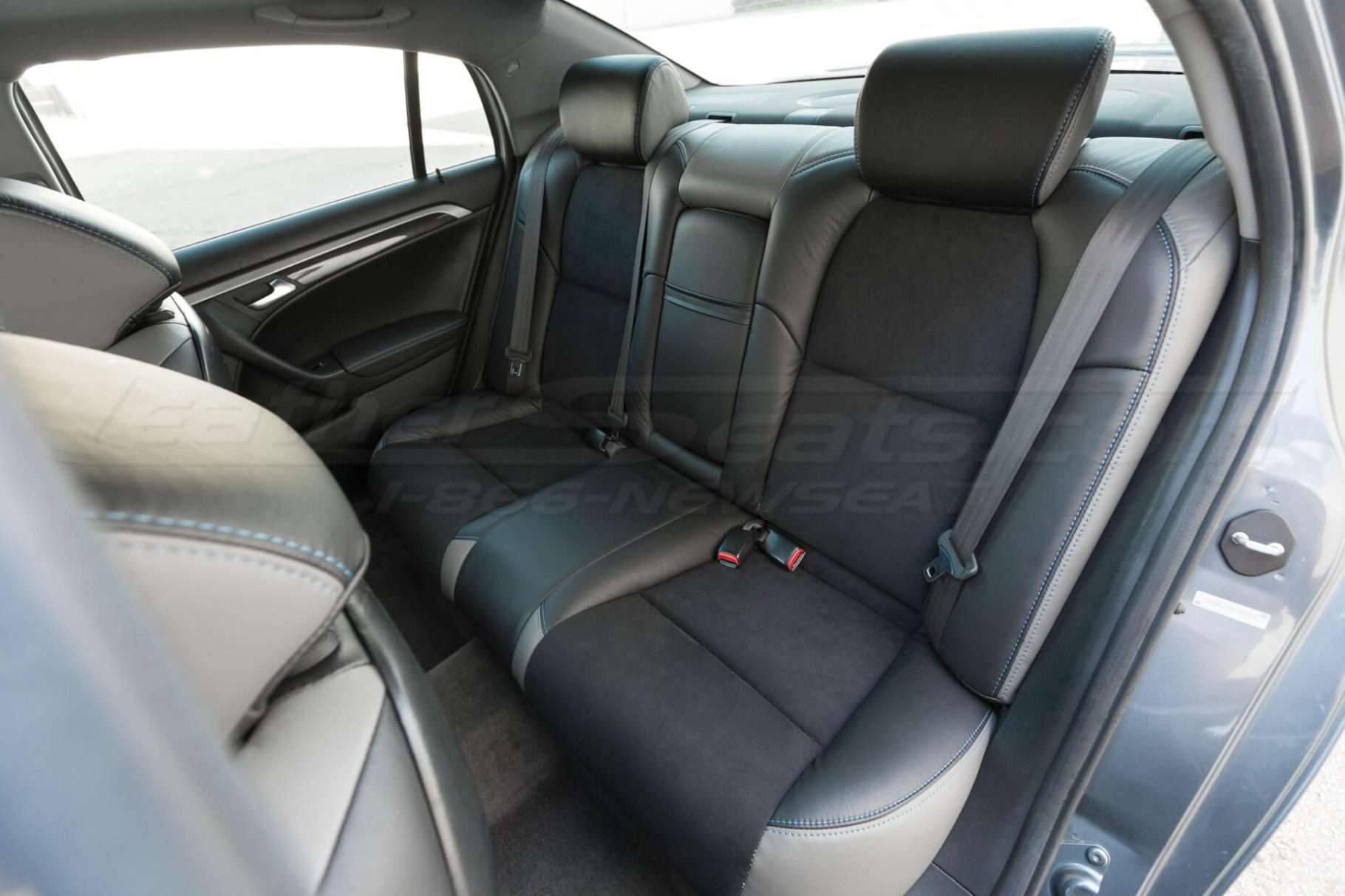 Installed rear seat leather upholstery