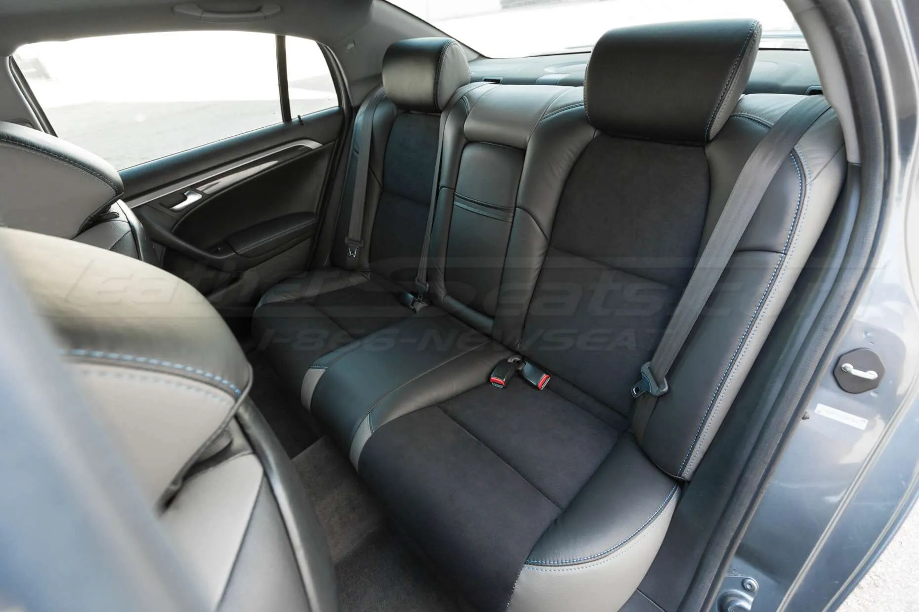 Installed rear seat leather upholstery