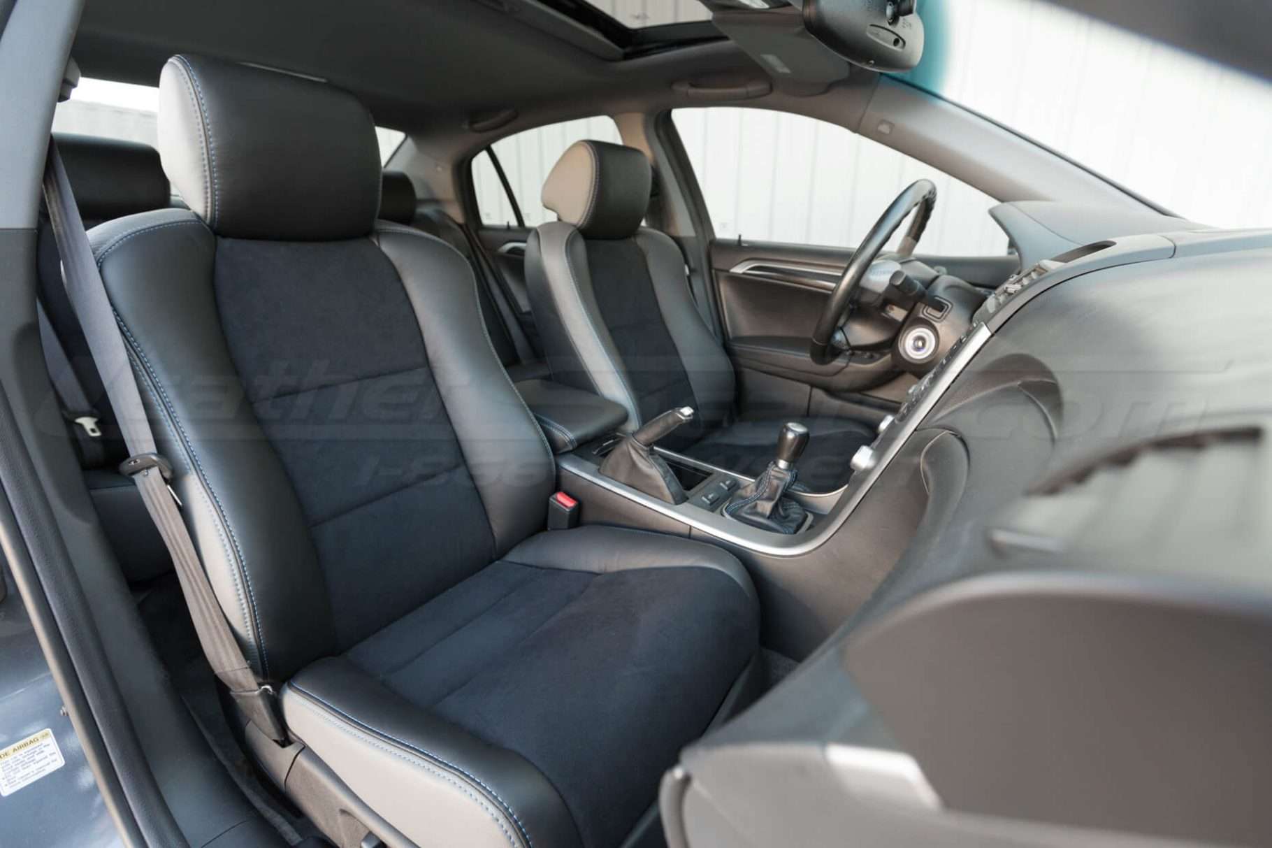 Installed upholstery - front seats - 04- 08 Acura TL Black, Black Suede & Light Grey Kit
