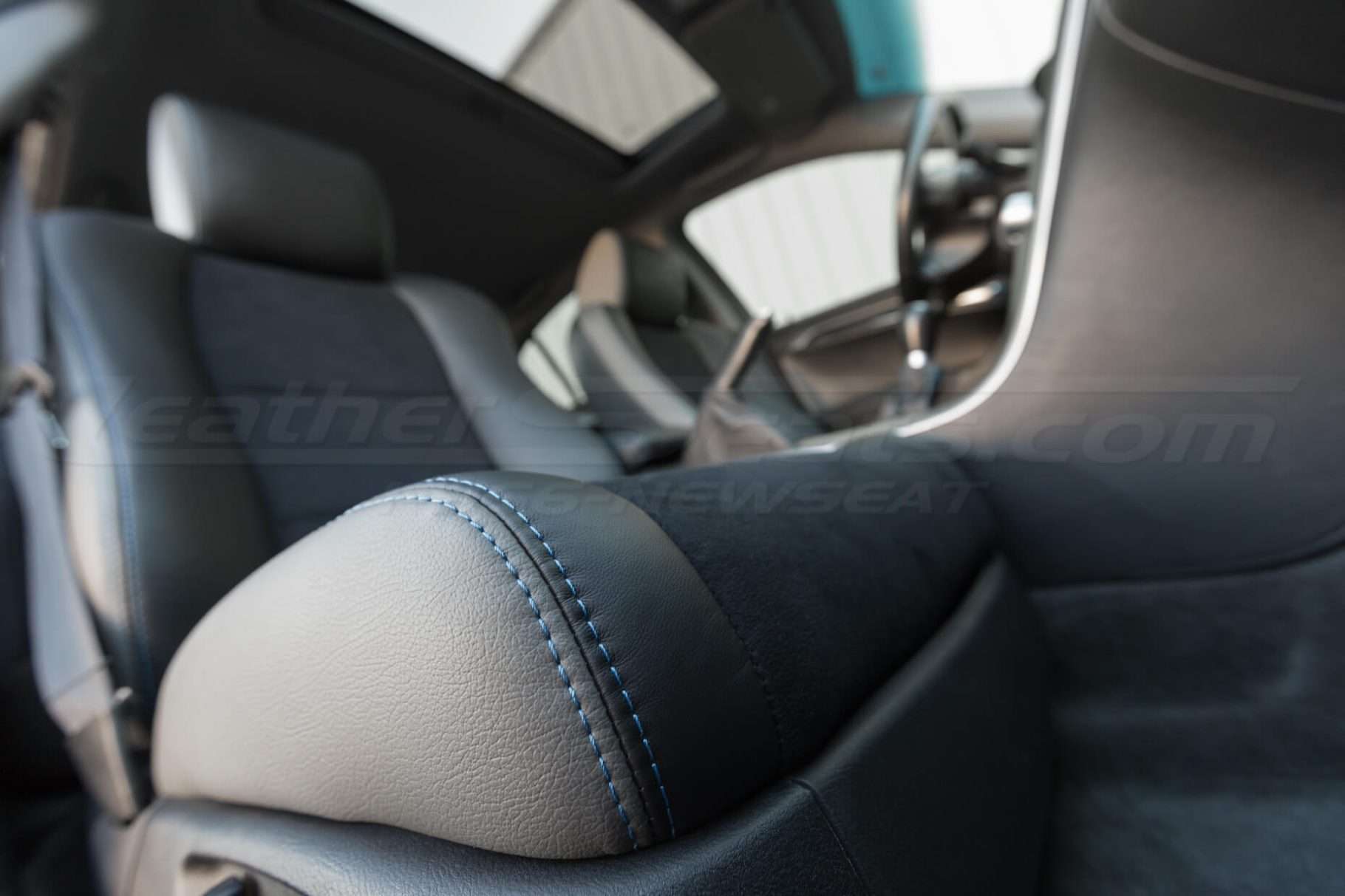Passenger front cushion double-stitching - 04- 08 Acura TL Black, Black Suede & Light Grey Kit