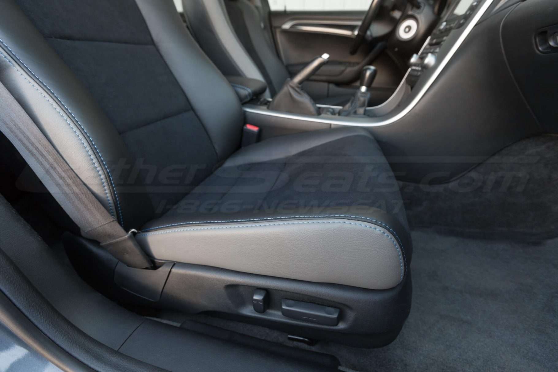 Front passenger seat cushion installed upholstery - 04- 08 Acura TL Black, Black Suede & Light Grey Kit