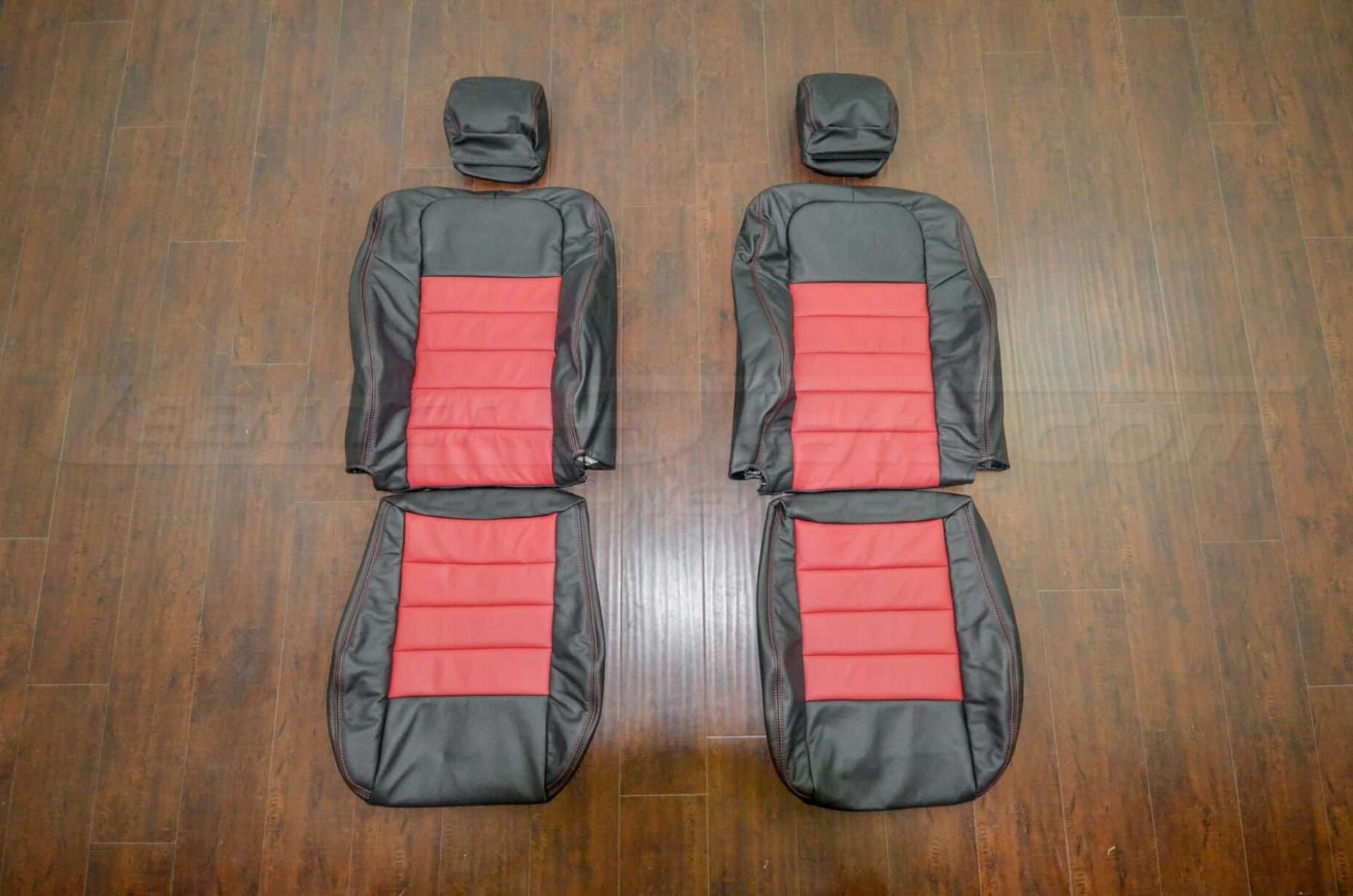 2006-2010 Dodge Charger Leather Kit - Dark Graphite & Red - Installed - 2006-2010 Dodge Charger Leather Kit - Dark Graphite & Red - Front seats