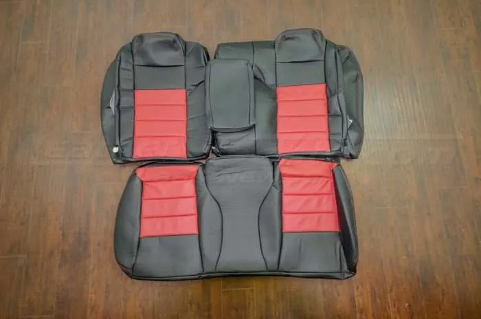 Leather upholstery kit - Dark Graphite w/ Red - Rear Seats