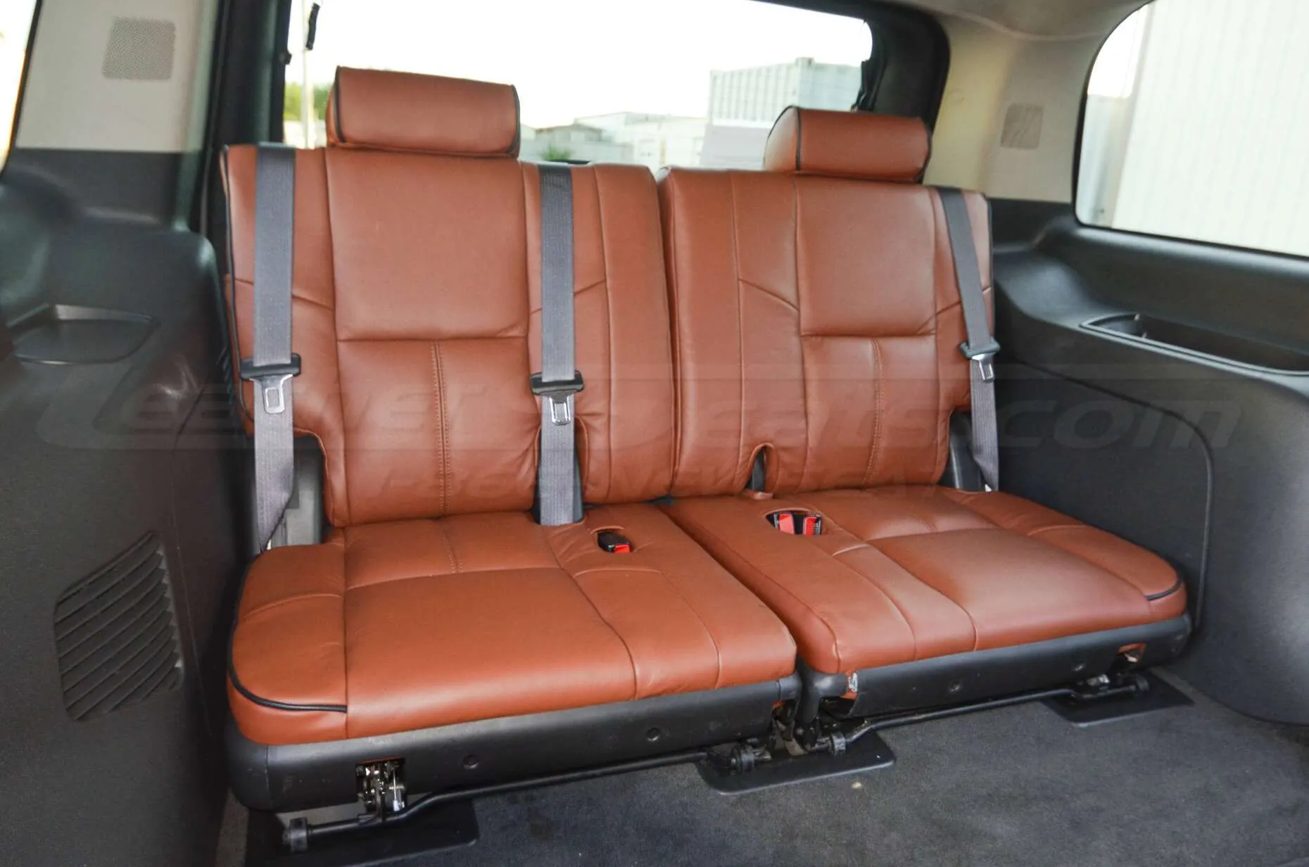 2007-2014 Chevrolet Tahoe Seat Upholstery Kit - Mitt Brown - Installed - Rear seats