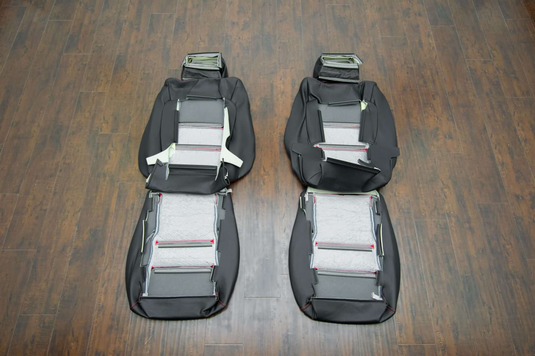 2011-2018 Dodge Durango Upholstery Kit- Black & Bright Red -Back of front seats