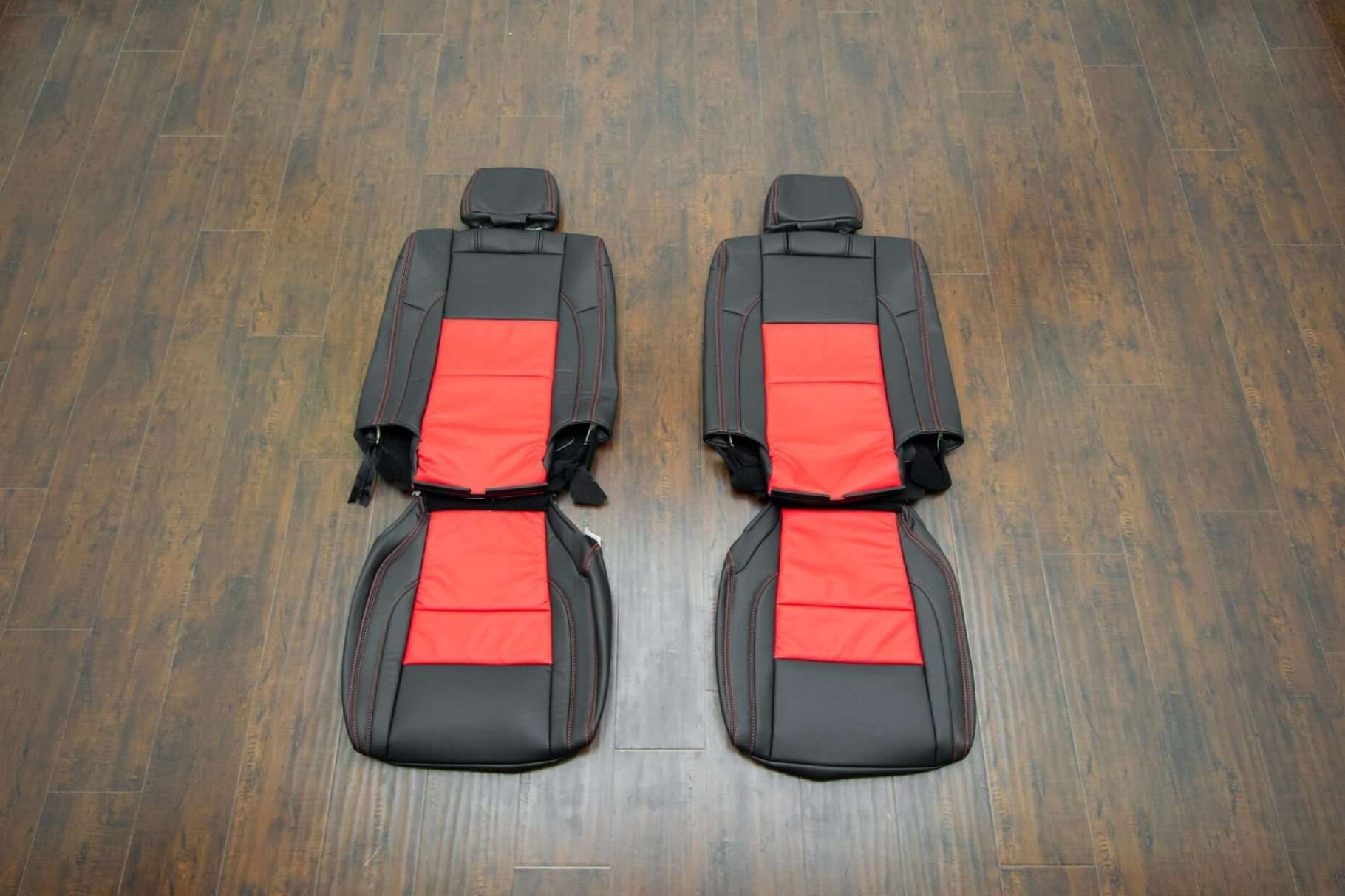2011-2018 Dodge Durango Upholstery Kit- Black & Bright Red - Front seats