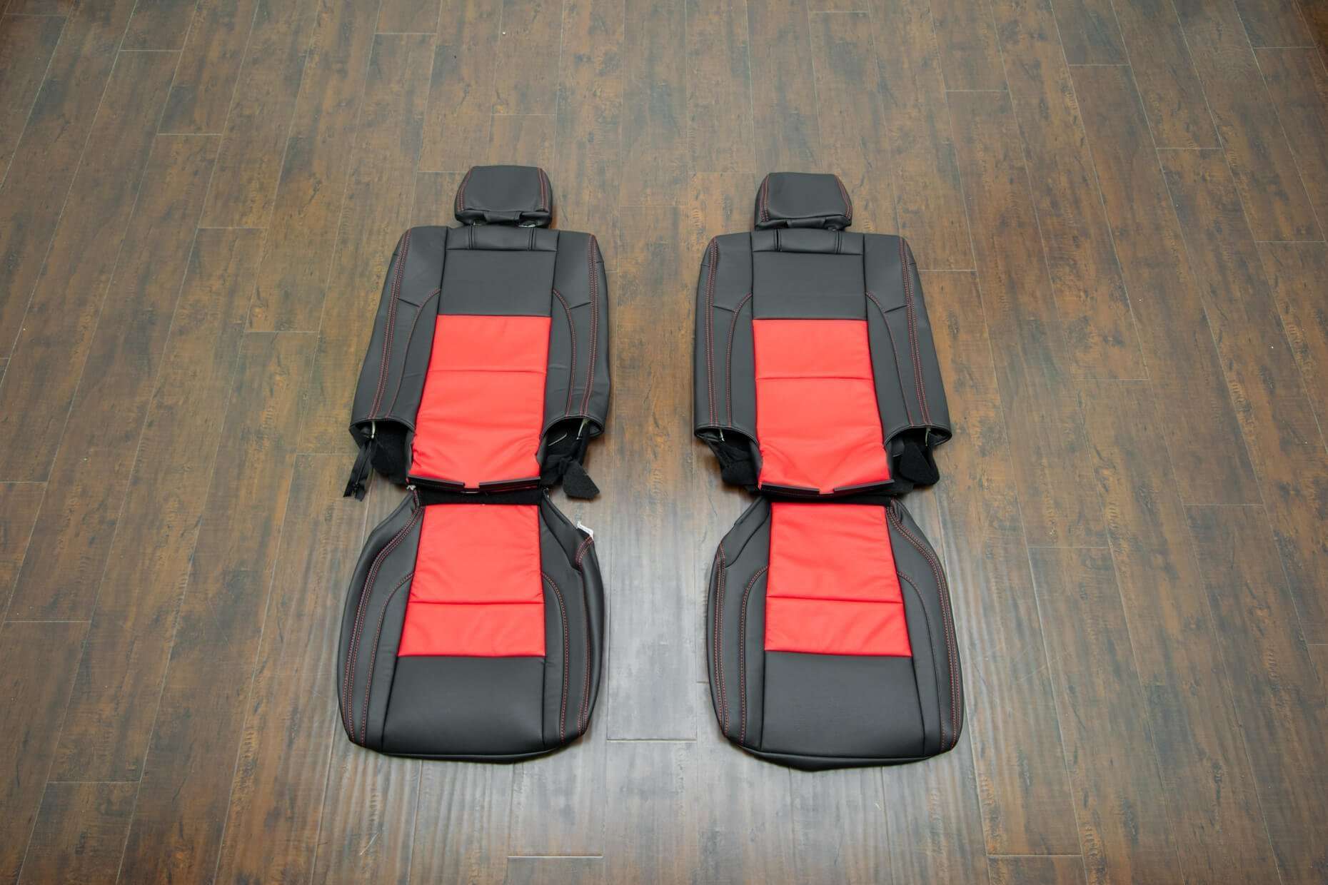 2011-2018 Dodge Durango Upholstery Kit- Black & Bright Red - Front seats