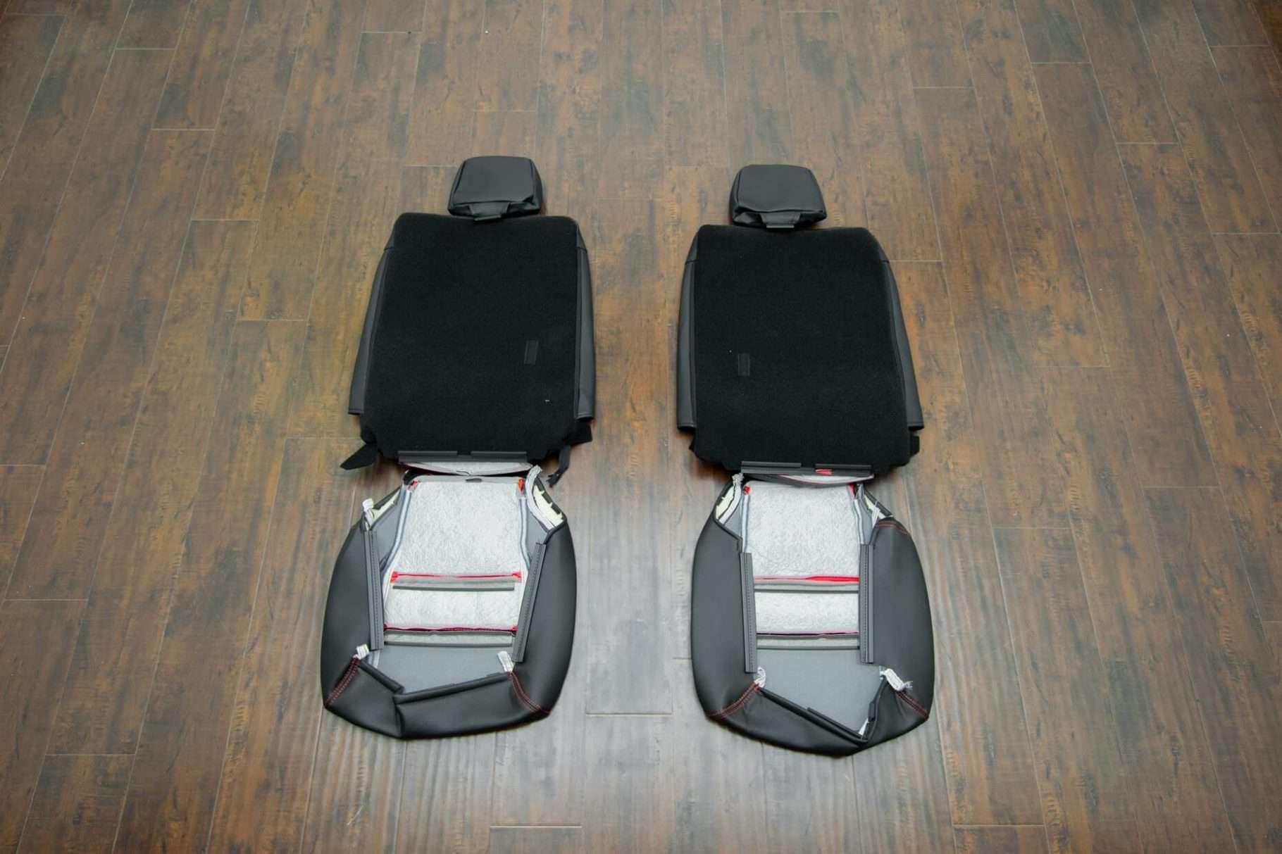 2011-2018 Dodge Durango Upholstery Kit- Black & Bright Red - Back view of front seats