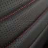 2012-2015 Dodge Challenger Leather Seats - Black & Piazza Red - Installed - Perforation close up