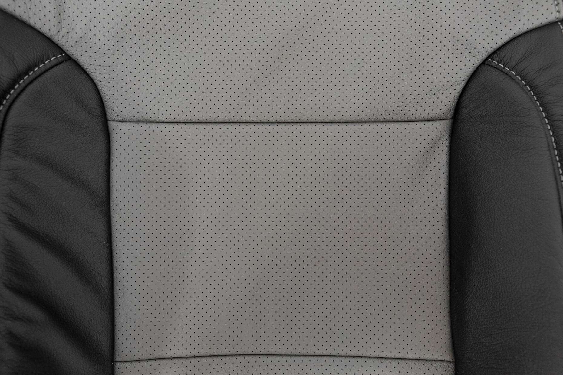 2014-2018 Chevrolet Silverado Leather Kit - Black & Light Grey - Backrest insert close-up