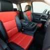 GMC Sierra Black and Bright Red passenger seat