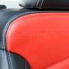 GMC Sierra leather upholstery kit - Black and Bright Red - Front double- stitching close-up