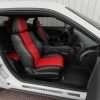 15-20 Dodge Challenger Upholstery Kit - Black & Bright Red - Installed - Front Passenger Seat