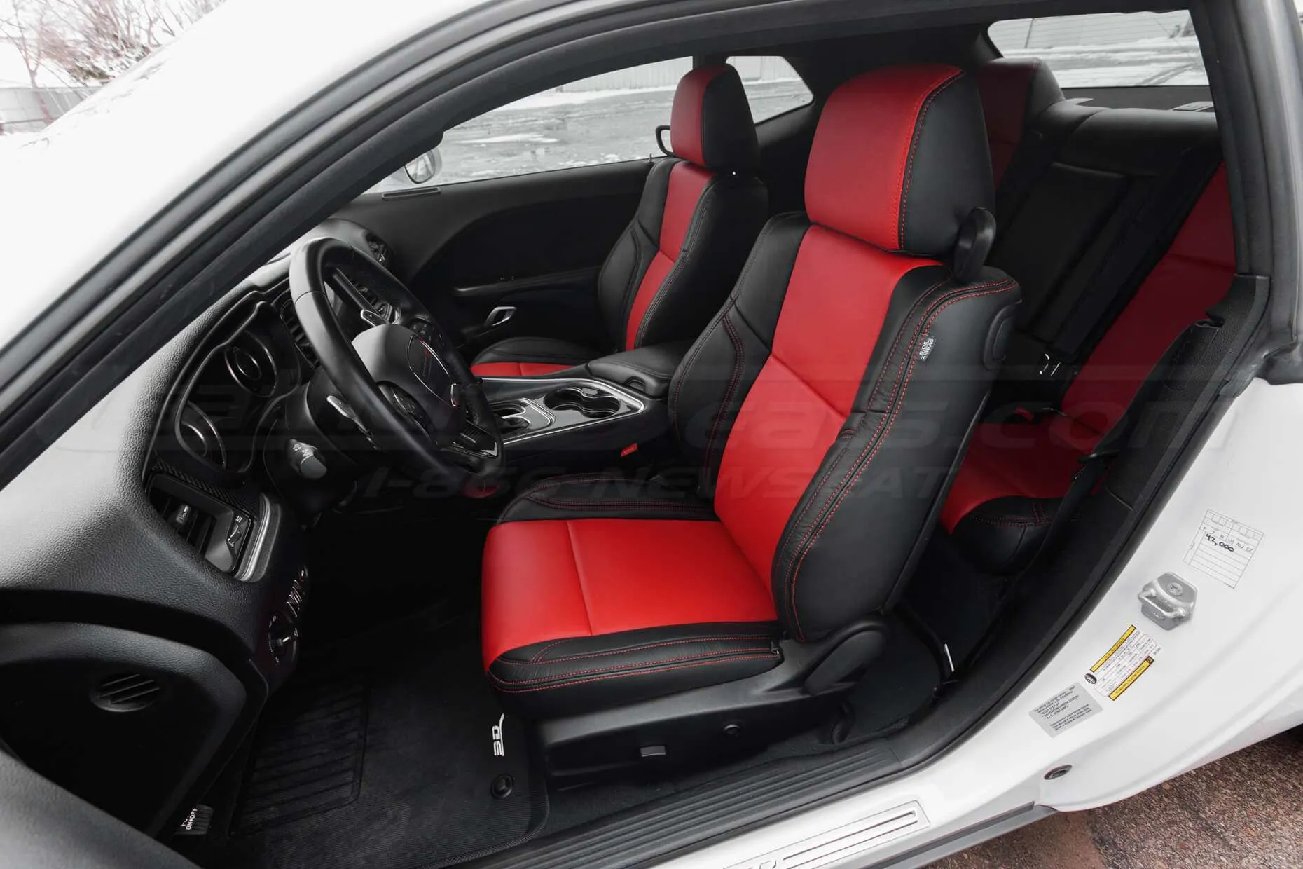 2015-2020 Dodge Challenger Installed - Black & Bright Red - Front Driver Seat
