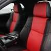 15-20 Dodge Challenger Upholstery Kit - Black & Bright Red - Installed - Front Driver Seat mid-range