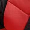 15-20 Dodge Challenger Upholstery Kit - Black & Bright Red - Installed - Backrest insert close-up