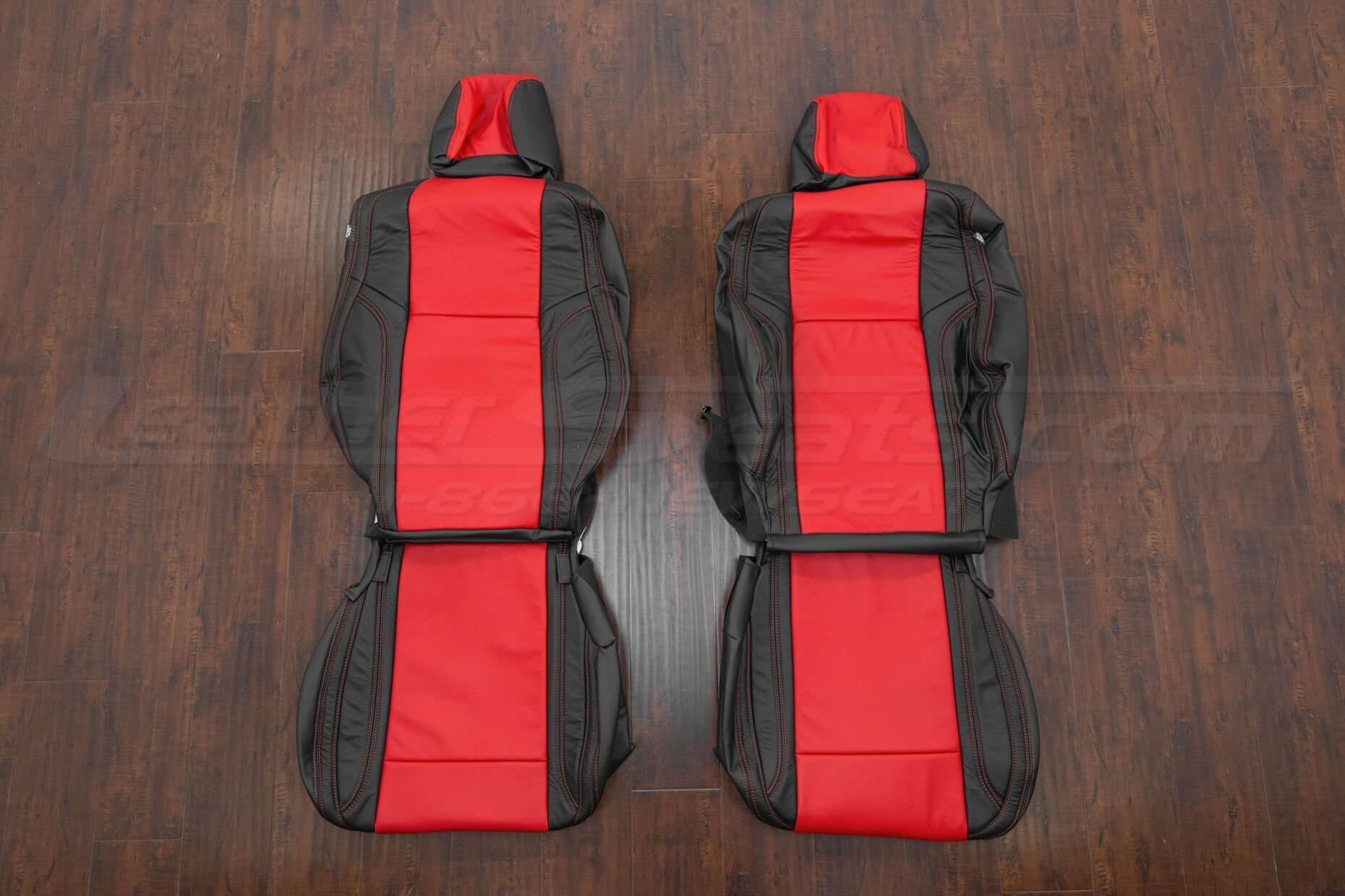 Leather Upholstery Kit - Black & Bright Red - Front Seats