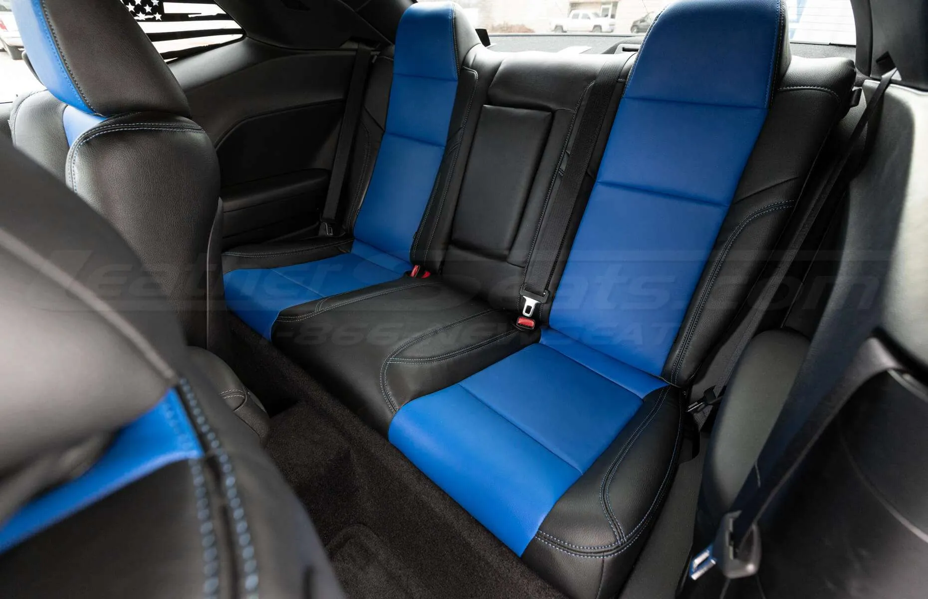 5-20 Dodge Challenger Two-Tone Black w/ Cobalt Centers - Rear seats