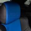5-20 Dodge Challenger Two-Tone Black w/ Cobalt Centers - Headrest close-up