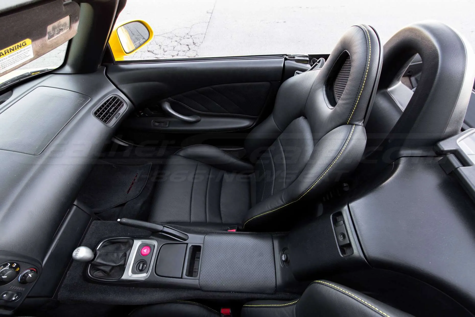 Honda S2000 Leather Upholster - Black - Front passenger seat overhead view