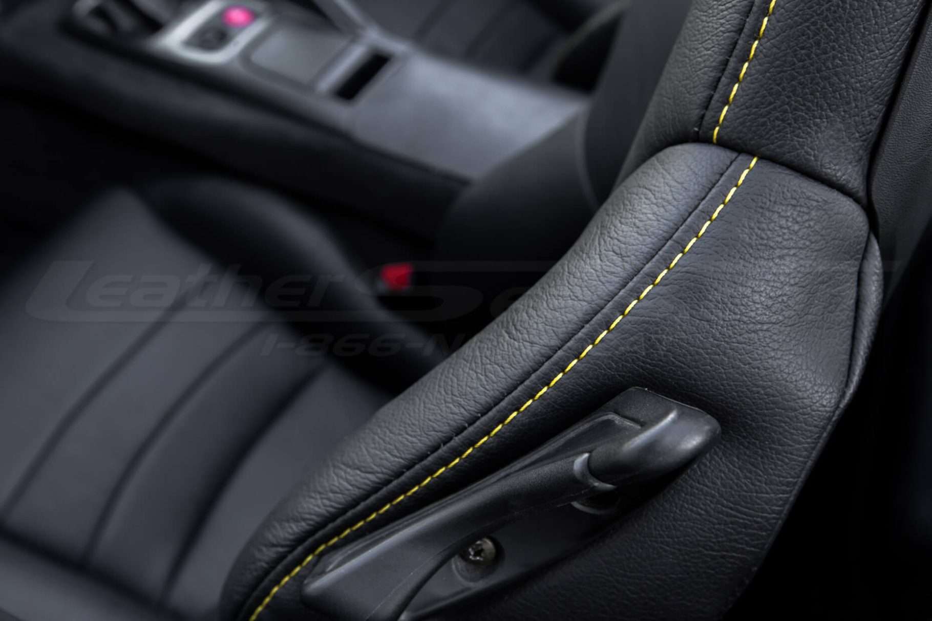 Honda S2000 Leather Upholster - Black - Sunrise stitching close-up
