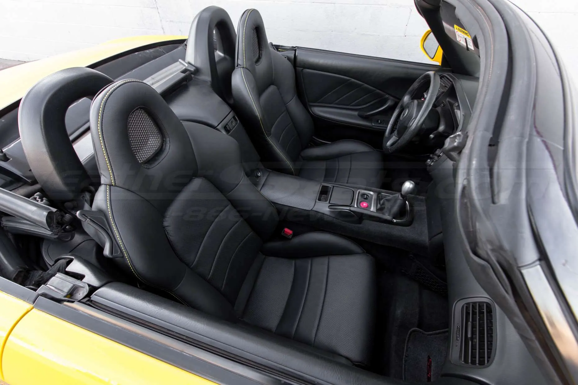 Honda S2000 Leather Upholster - Black - Full interior from passenger side