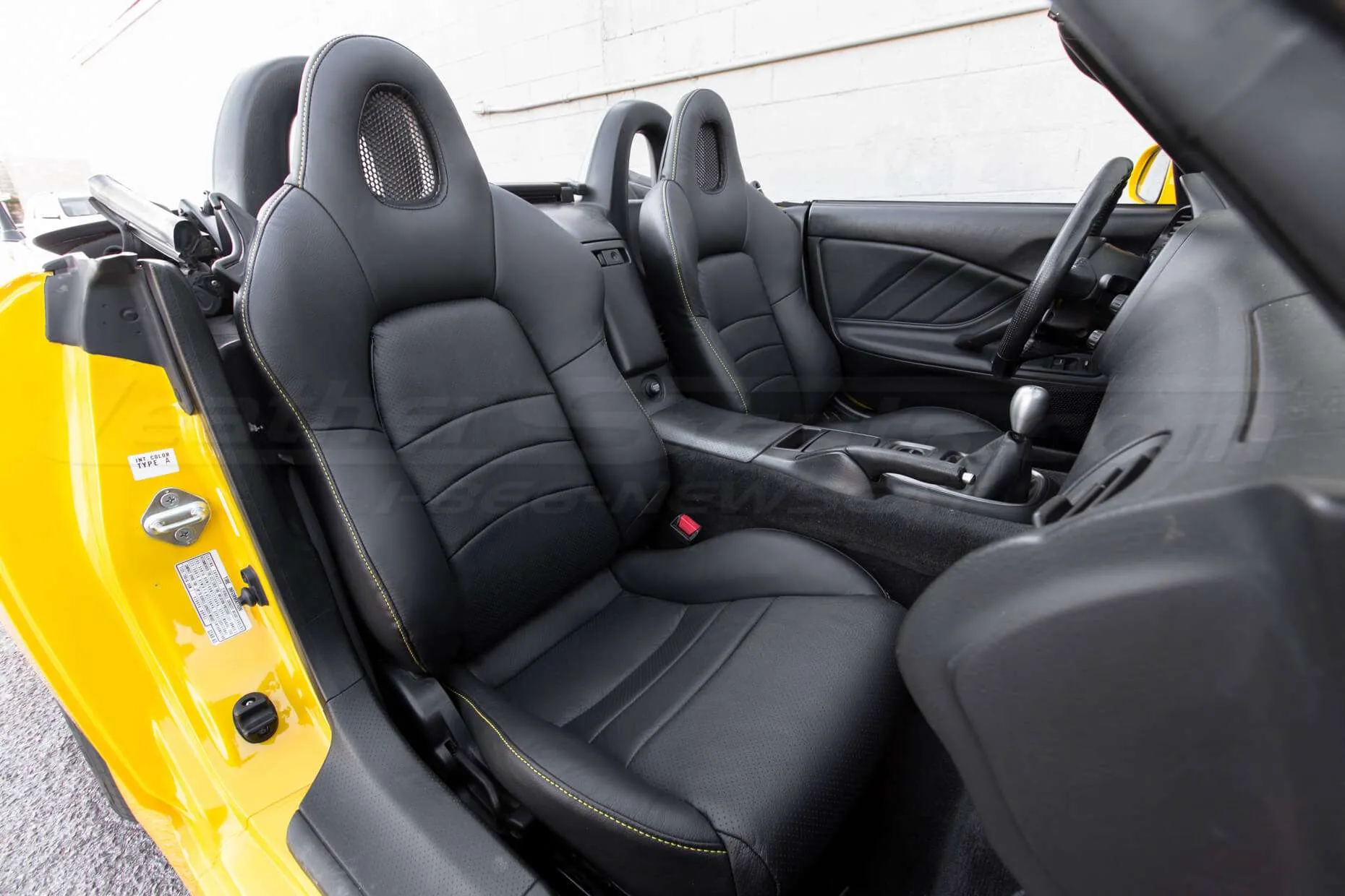 Honda S2000 Leather Upholster - Black - Full interior from passenger side