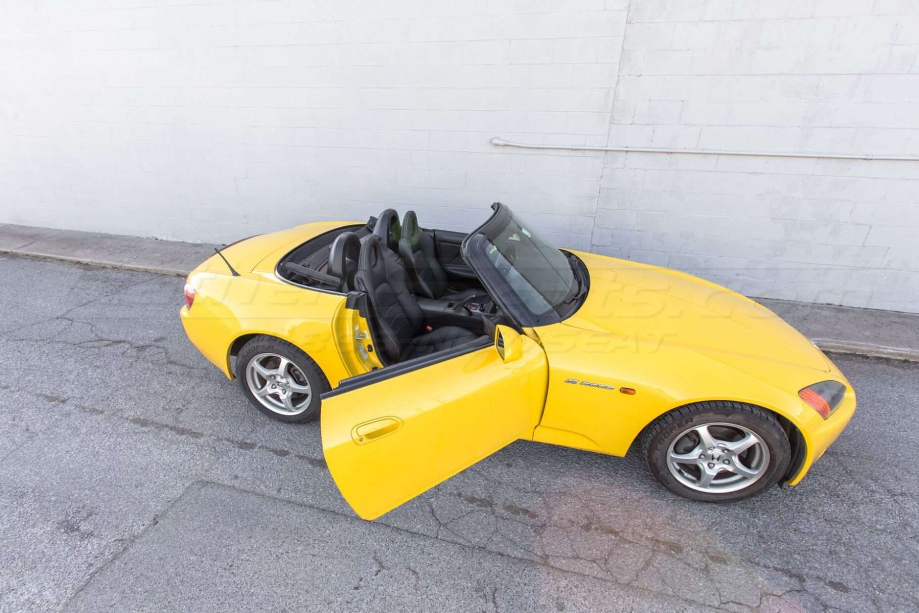 Honda S2000 Black interior Yellow exterior wide angle view