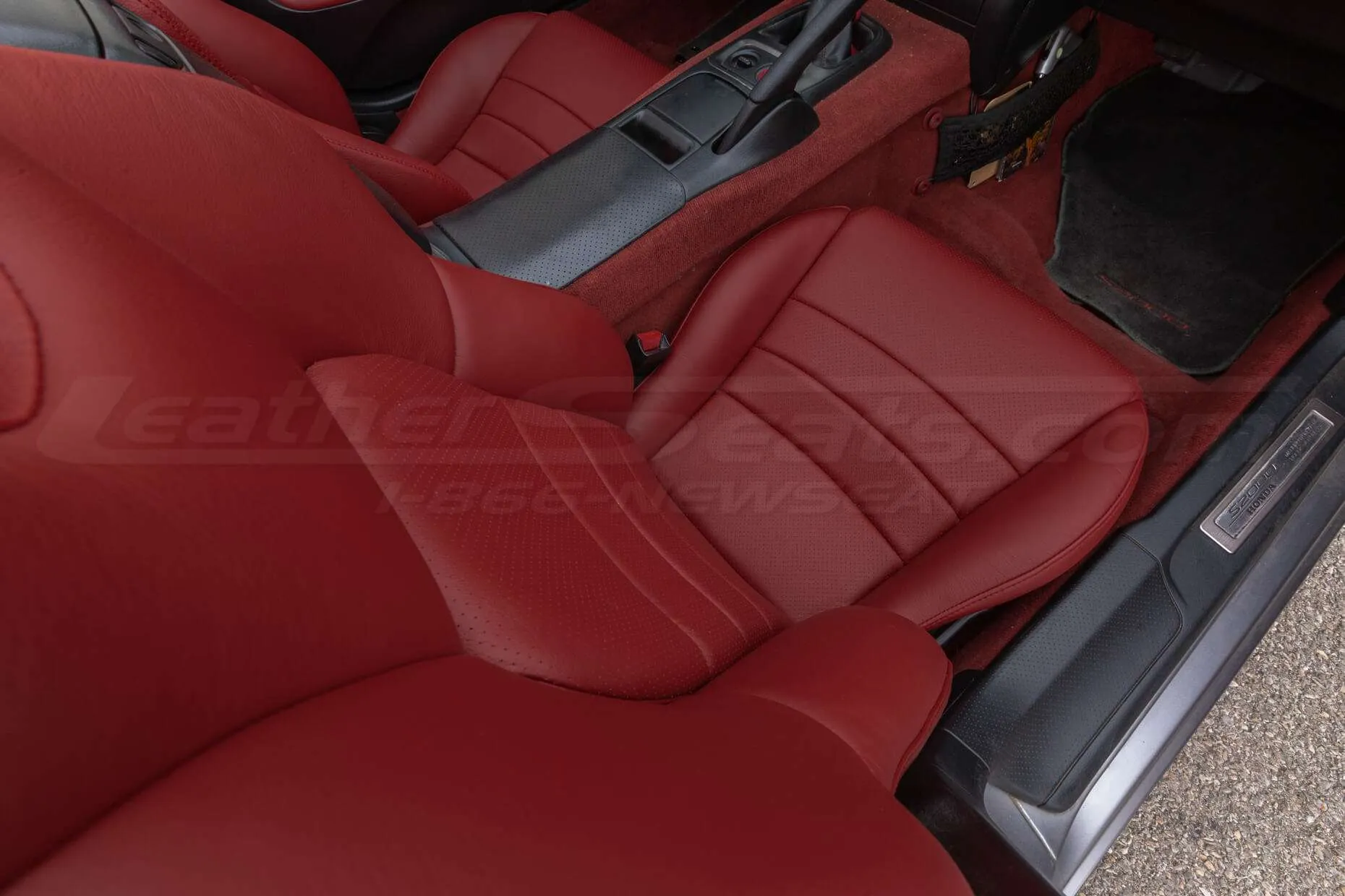 Honda S2000 Cardinal Leather Seats - Installed - Top-down view of passenger seat